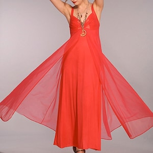 Vintage 1960s Red Negligee Slip Dress