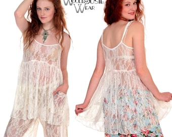 Ivory Lace Babydoll Dress/LACEYMica Dress/Lace Mini Dress/ S/M/L/XL