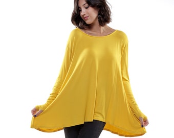 Mustard Yellow Flare Frenchie Flare Top With Thumbholes