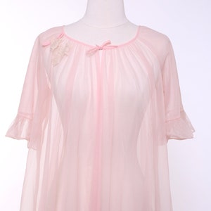 Vtg 50s Sheer Pink Negligee Jacket/Robe