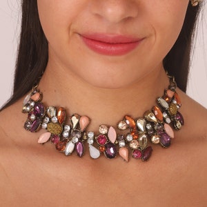 Vintage 50s Rhinestone Choker: Multi Color Costume Jewelry