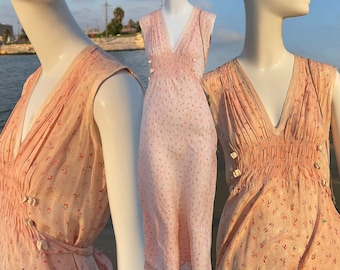 Vintage 1940s Peach Floral Slip Dress