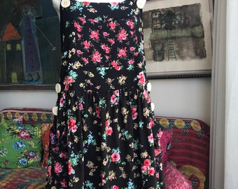 Black Floral Suspender BabyDoll Dress with Pockets
