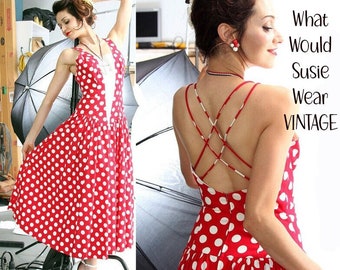 80's Retro Red Polka Dot Dress