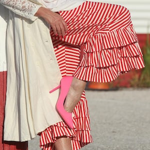 Red and White Bloomers Candy Stripe Ruffled Bloomer Striped Pants with Pockets Vintage Style Pants Red and White Striped Pants