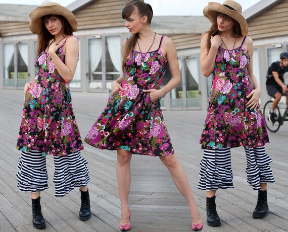 Vintage Purple Floral 1950s De Weese Dress