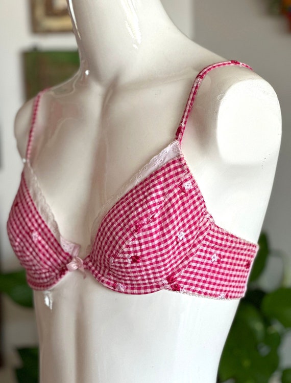 Vintage 70s Red and White Gingham Daisy Dukes Bra… - image 1