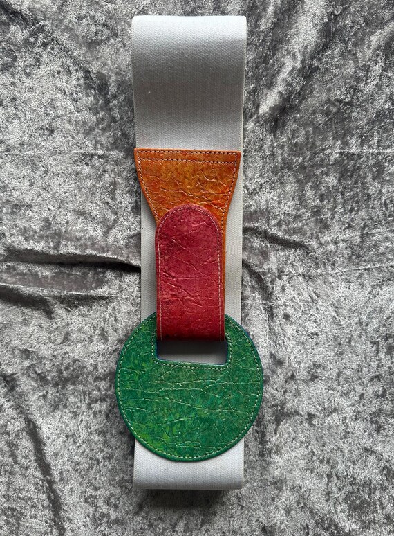 Vintage 70s Leather Elastic Waist Reversible Belt - image 5