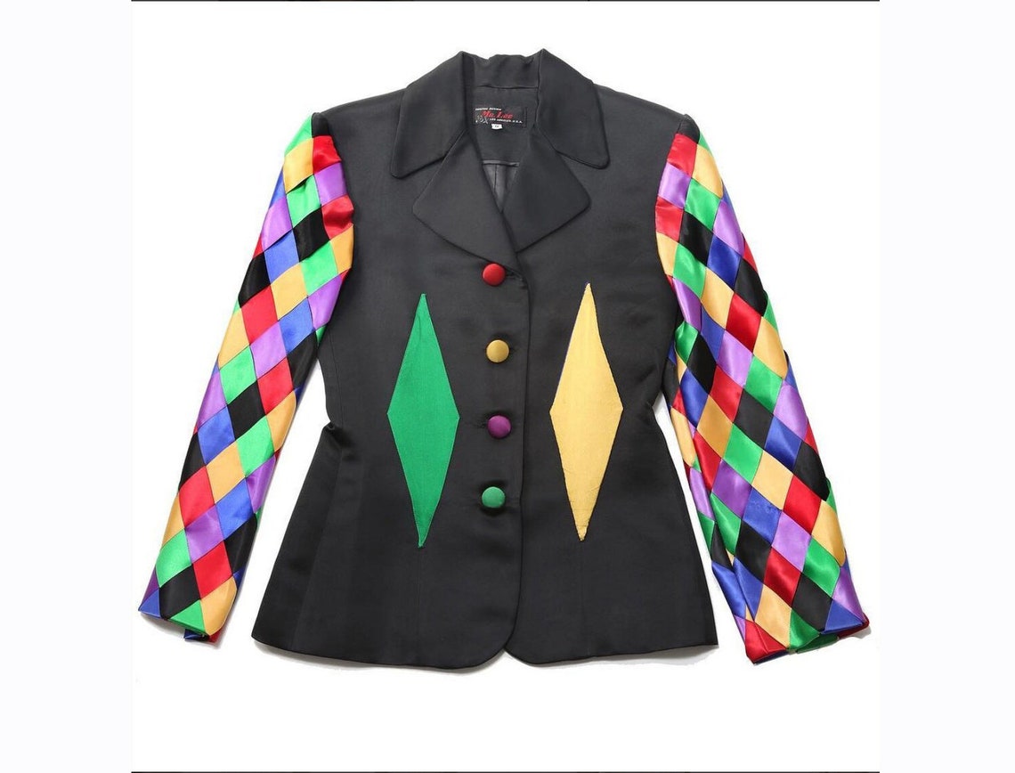 Vintage Black Satin Blazer: Braided Sleeve Jacket, Mr. Lee Custom Made, Foto 3 von 5