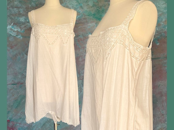 1900s Antique Edwardian White Netted Lace Onesie … - image 1