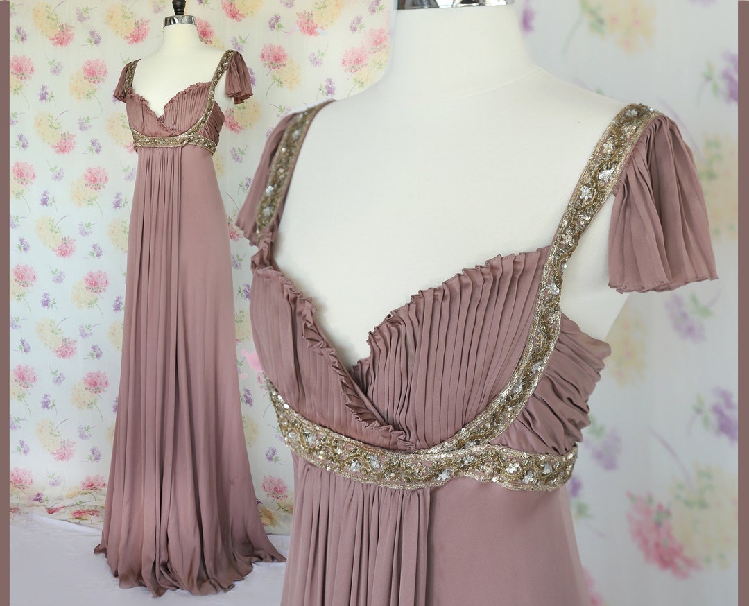 Ruched Bodice Evening Dress with Overlap Skirt Vintage Mauve main image 1
