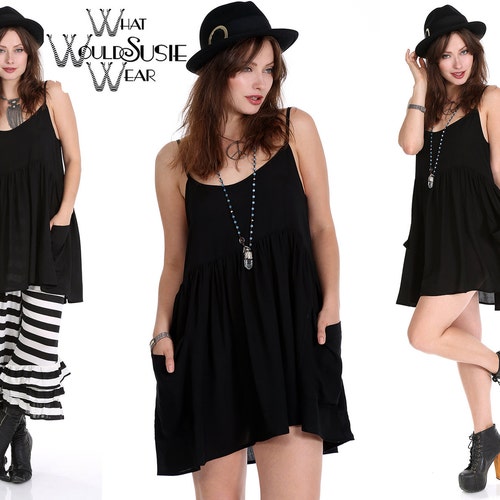 Black Boho Dress Baby Doll S/M/L/XL