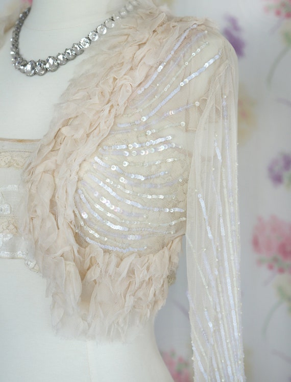 Betsey Johnson Sheer Sequin Beaded Bolero Jacket - image 6