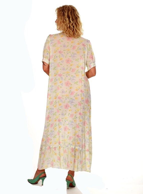1940s Floral Maxi Slip Dress: Pastel Embroidered … - image 10