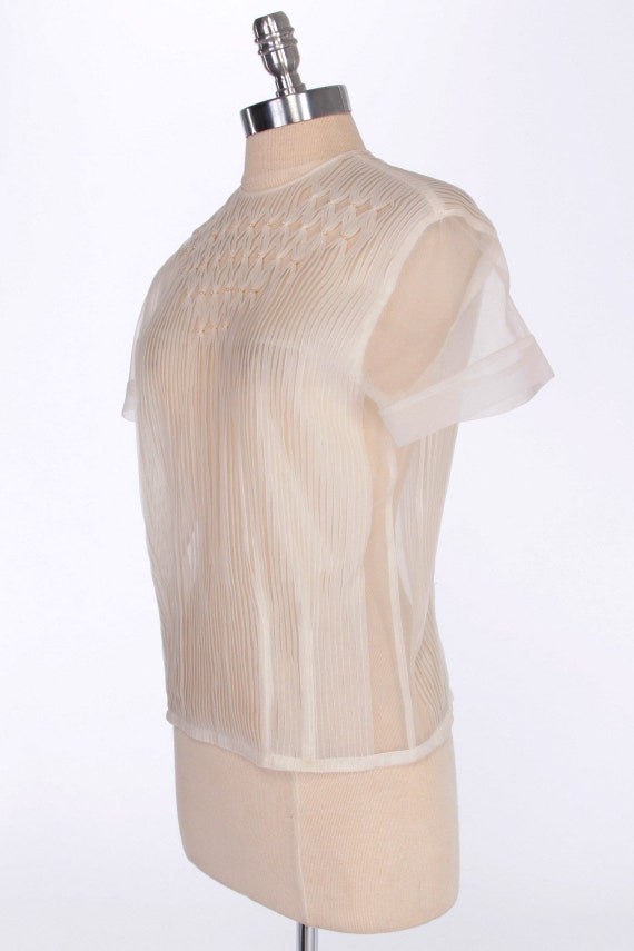 vintage black and yellow sheer pleat button blouse oversized mens... /xl