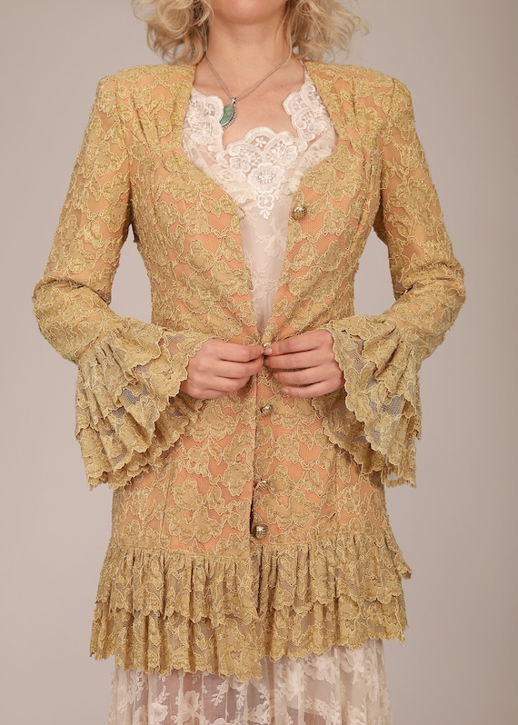 Antique Edwardian Gold Lace Pirate Sleeve Dress Jacket Etsy