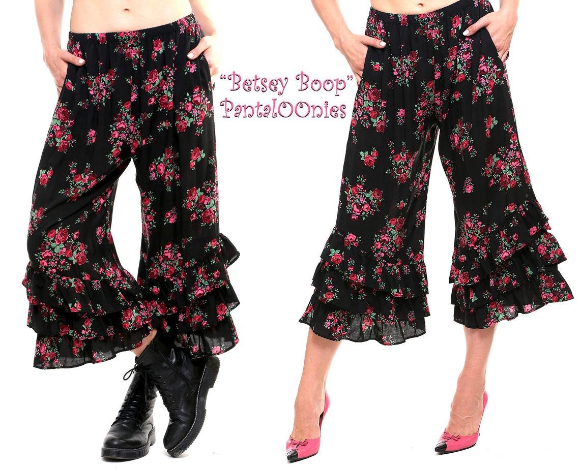 Black Lace Bloomer Capri Pants/rita Pantaloonies/black Lace Capri  Pants/petite to Medium-large to Extra Large 