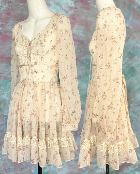 Jessica McClintock Gunne Sax Ditsy Floral Lace Mi… - image 4