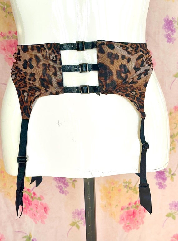 Vintage 80s Leopard Leather Belted Garter Belt - Etsy Vintage 80s Leopard Leather Belted Garter Belt - Etsy