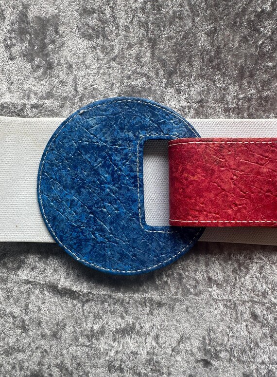 Vintage 70s Leather Elastic Waist Reversible Belt - image 3