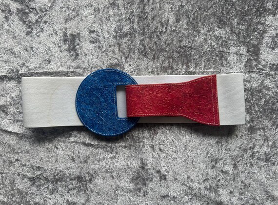 Vintage 70s Leather Elastic Waist Reversible Belt - image 2