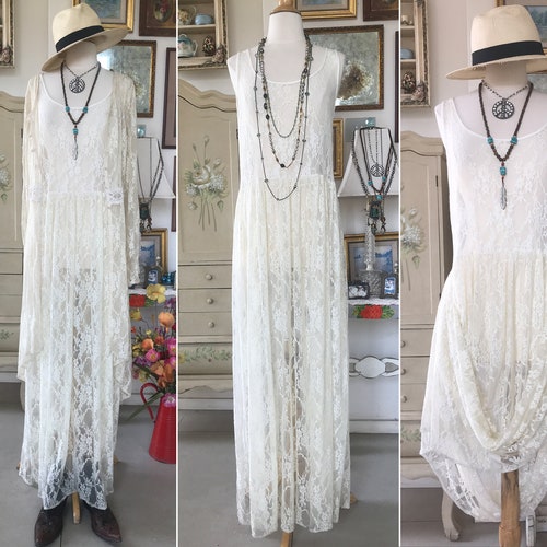 Ivory White Lace Maxi Dress/One Of A Kind