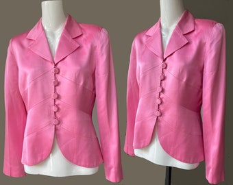 Vintage Pink Christian Dior  Satin Jacket Blazer Size 6