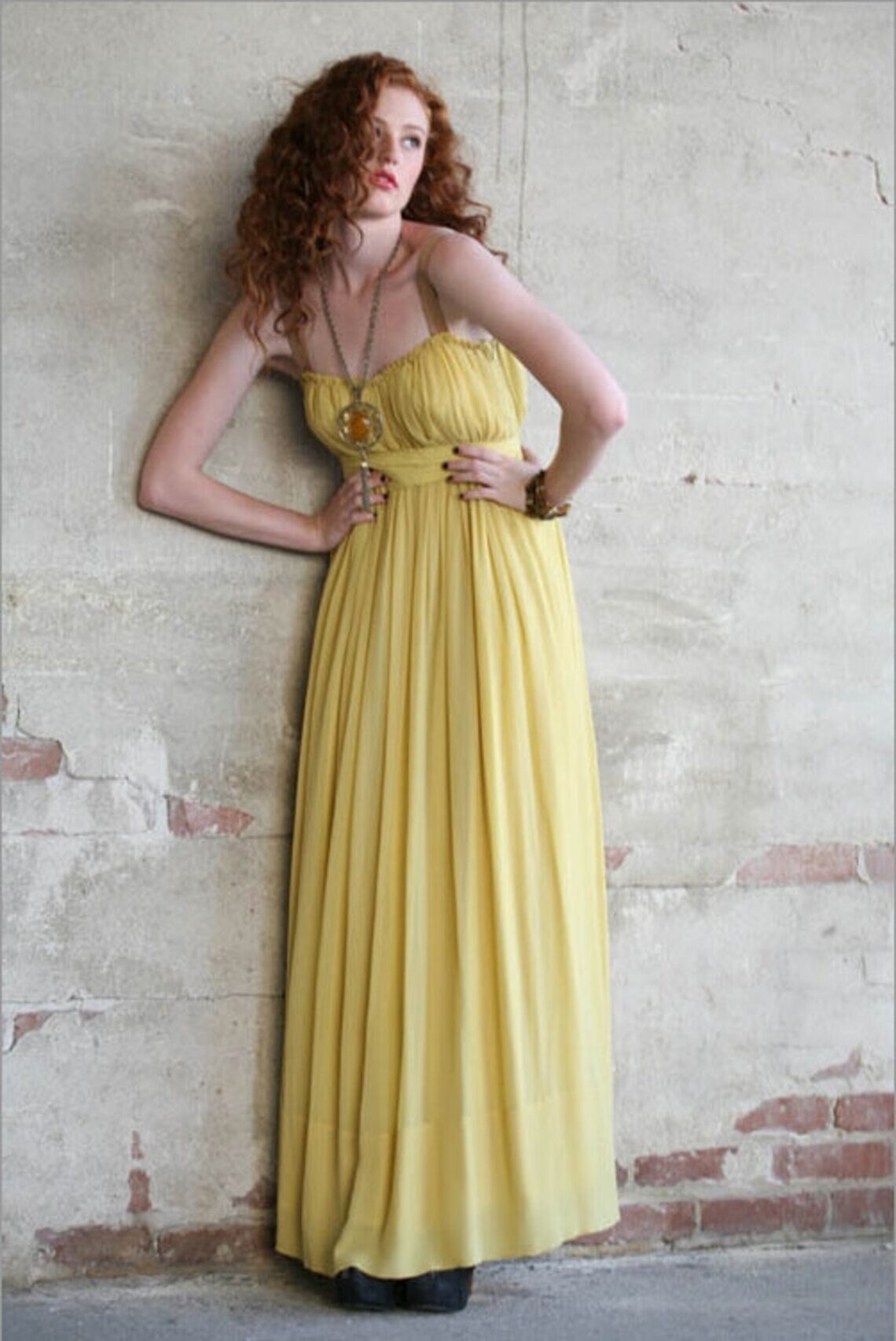 empire waist grecian dress Dreamy Grecian Empire Waist Lightweight Pleated Bodice Maxi Dress main image 0