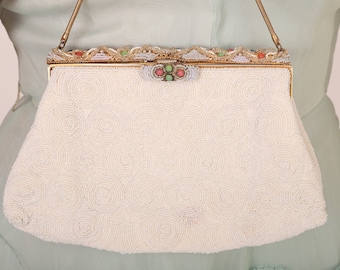 Vintage 1940s Micro Beaded Wedding Purse