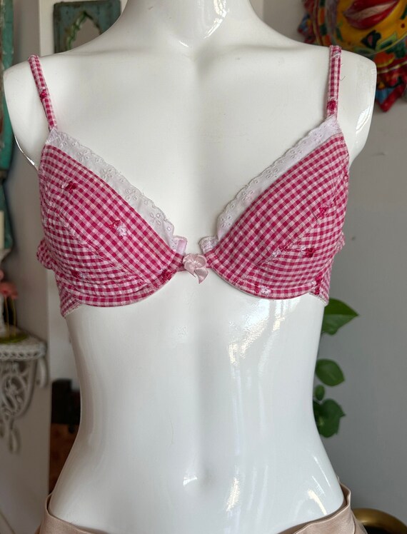 Vintage 70s Red and White Gingham Daisy Dukes Bra… - image 3