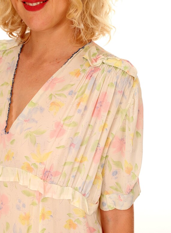 1940s Floral Maxi Slip Dress: Pastel Embroidered … - image 8