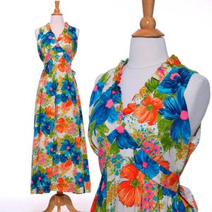 Vintage 1960s Vintage Hawaiian Bold Floral Maxi Dress