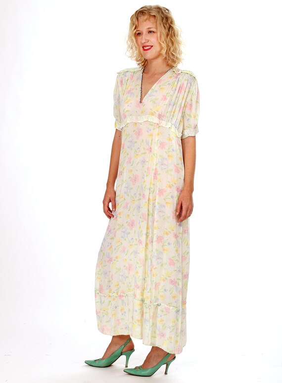 1940s Floral Maxi Slip Dress: Pastel Embroidered … - image 6