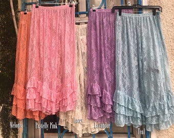 Hand Dyed Lace  Bloomer Pants/Pastel Pants/Capris/Ruffle Pants/Steampunk Pants