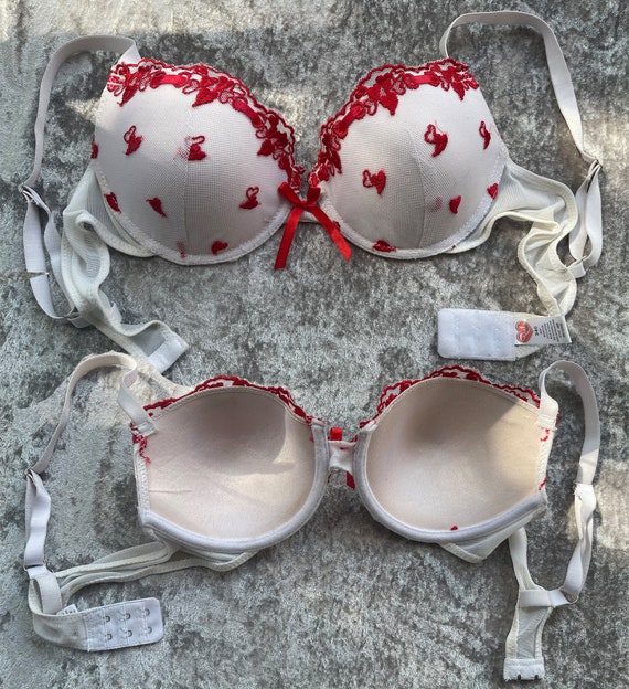 Reggiseno vintage anni 80 a forma di cuore rosso e bianco 34C reggiseno leggermente foderato Etsy Italia