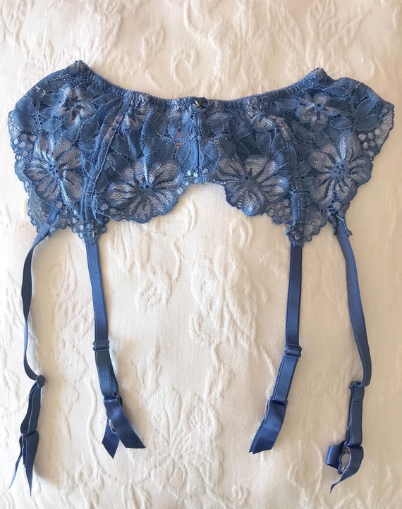 Vintage Y2K Victorias Secret Blue Lace Garter Belt