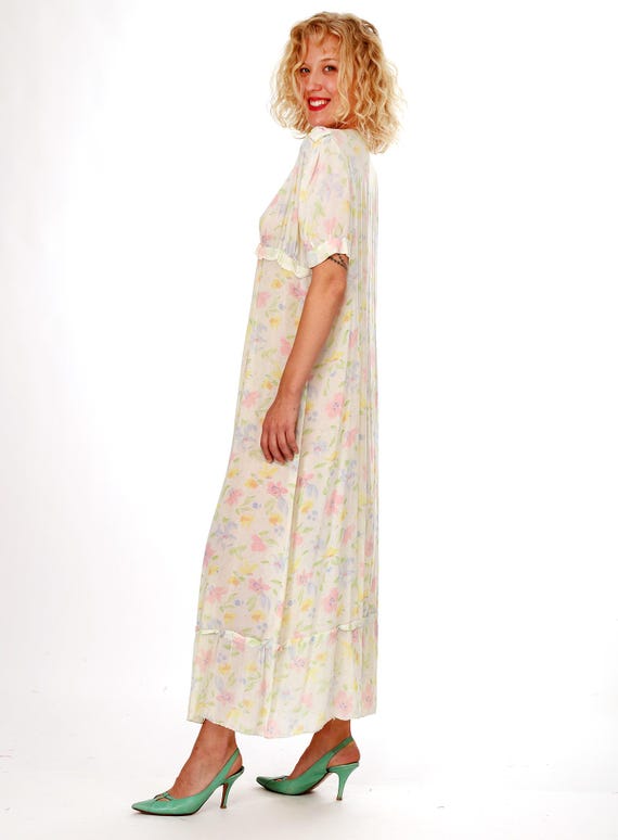 1940s Floral Maxi Slip Dress: Pastel Embroidered … - image 7