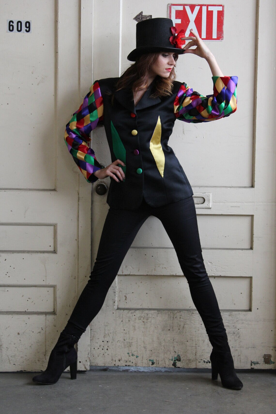 Vintage Black Satin Blazer: Braided Sleeve Jacket, Mr. Lee Custom Made, Foto 4 von 5