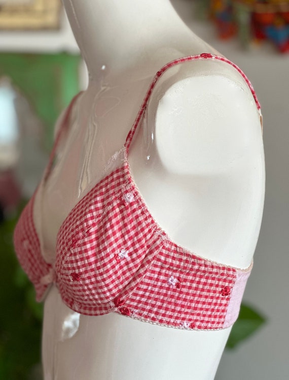 Vintage 70s Red and White Gingham Daisy Dukes Bra… - image 4