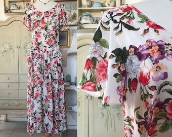 One Of A Kind Floral Vintage Style Drop Waist Dress