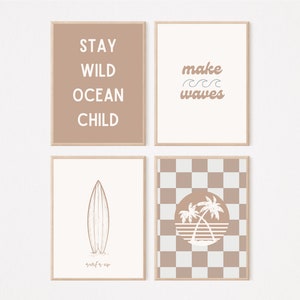 Neutral Surfer Nursery Prints, Neutral Baby Room Decor, Gender Neutral Wall Art, Kids Room Decor, Nursery Digital Downloads