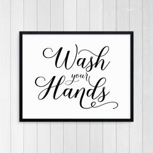 PRINTABLE ART, Wash Your Hands, Bathroom Wall Art, Bathroom Art ...