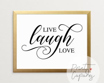 Live Laugh Love, Keep Life Simple, Inspirational Wall Art, Wall Art, Enjoy Life, Black And White Prints, Motivational Poster, Printable Art