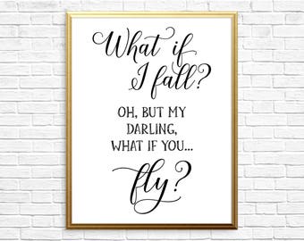 Printable Art, What If I Fall, Inspirational Art, Motivation Art, Black And White Art, Typography, Motivational Poster, Never Give Up