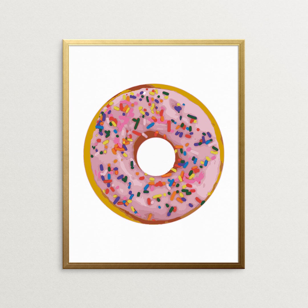 Printable Art, Pink Donut, Doughnut Art, Donut Art, Pink Wall Art, Pink ...