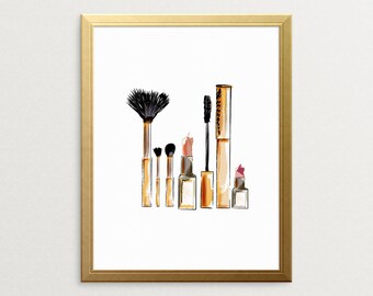 PRINTABLE ART, Makeup Brushes, Typography Print, Makeup Brush Set, Wall Art, Beauty Art, Makeup Art, Gift For Women, Makeup