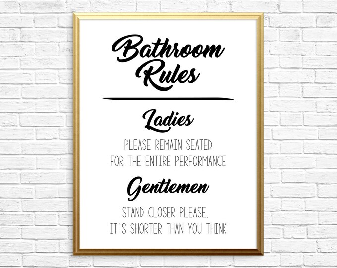 Bathroom Rules, Printable Art, Bathroom Art, Bathroom Wall Decor ...
