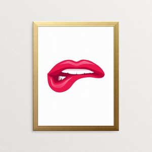 PRINTABLE ART, Biting Lip, Typography Print, Lip Biting, Wall Art, Beauty Art, Sexy Art, Gift For Women, Makeup, Lipstick Art
