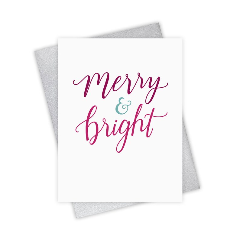 Merry & Bright  Merry Christmas greeting card happy image 1