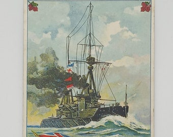 Rare WW1 Postcard, A British Dreadnought, The Prudential Advertisement